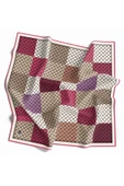 Twill Kare Desenli Pembe Renkli 90x90 Eşarp (İpek İçermez) Kenar Dikiş Şekli El Dikişli thumbnail 1