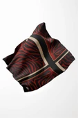 Twill Zebra Desenli Siyah - Bordo Renkli 90x90 Eşarp (İpek İçermez) Dikim Şekli : El Dikişi thumbnail 3