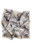Twill Geometrik Ve Dalga Desenli Bej Renkli 90x90 Eşarp (İpek İçermez) Dikim Şekli : El Dikişi thumbnail 2