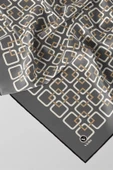 Twill Geometrik Desenli Gri Renkli 90x90 Eşarp (İpek İçermez) Kenar Dikiş Şekli El Dikişli thumbnail 2