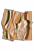 Rayon Modern Dalgalı Çizgi Desenli Hardal - Taba Renkli 90x90 Dikim Şekli : El Dikişi Eşarp (İpek İçermez) thumbnail 2