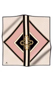 %100 Twill İpek Monogram ve Barok Desenli Pudra - Krem Renkli 90x90 Eşarp Dikim Şekli : El Dikişi thumbnail 2