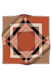 %100 Twill İpek Geometrik Desenli Bej - Taba Renkli 90x90 Eşarp Dikim Şekli : El Dikişi thumbnail 2