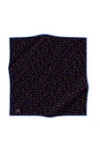 %100 Twill İpek Çıtır Motif Desenli Siyah - Saks Renkli 90x90 Eşarp Dikim Şekli : El Dikişi thumbnail 2