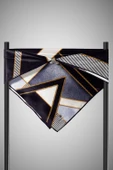 % 57 İPEK % 43 VİSKON Twill İpek Geometrik Desenli Gümüş - Siyah Renkli 90x90 Eşarp Dikim Şekli : El Dikişi thumbnail 6