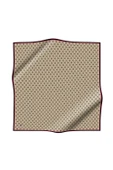 %100 Twill İpek Geometrik Desenli Siyah - Bej Renkli 90x90 Eşarp Dikim Şekli : El Dikişi thumbnail 2