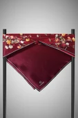 %100 Twill İpek Sonsuz Çiçek Desenli Bordo Renkli 90x90 Eşarp Dikim Şekli : El Dikişi thumbnail 3