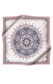 %100 Twill İpek Şal Desenli Pudra - Bebe Mavisi Renkli 90x90 Eşarp Dikim Şekli : El Dikişi thumbnail 2