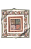 %100 Twill İpek Mermer Efektrli Geometrik Desenli Haki - Bakır Renkli 90x90 Eşarp Dikim Şekli : El Dikişi thumbnail 2