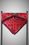 % 57 İPEK % 43 VİSKON Twill Türk Motifi  Desenli Kırmızı Renkli 90x90 Eşarp Dikim Şekli: El Dikişi thumbnail 6