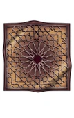 %100 Twill Türk Motifi  Desenli Camel - Bej Renkli 90x90 Eşarp Dikim Şekli: El Dikişi thumbnail 2