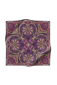 100% Twill İpek Etnik Desenli Siyah - Mor Renkli 90x90 Dikim Şekli : El Dikişi Eşarp thumbnail 2