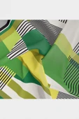 100% Twill İpek Geometrik Desenli Haki - Zümrüt Yeşili Renkli 90x90 Dikim Şekli : El Dikişi Eşarp thumbnail 4