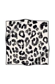 %100 Twill İpek Leopar Desenli Krem - Siyah Renkli 90x90 Eşarp Dikim Şekli : El Dikişi thumbnail 2
