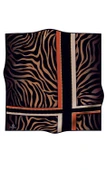 %100 Twill İpek Zebra Desenli Gold - Siyah Renkli 90x90 Eşarp Dikim Şekli : El Dikişi thumbnail 2