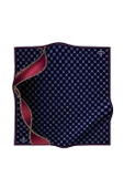 %100 Twill İpek Zincirli Ve Monogram Desenli Lacivert - Bordo Renkli 90x90 Eşarp Dikim Şekli : El Dikişi thumbnail 2