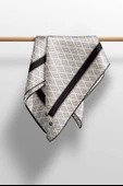 % 57 İPEK % 43 VİSKON Twill İpek Geometrik Desenli Gri - Bej Renkli 90x90 Eşarp Dikim Şekli : El Dikişi thumbnail 5