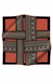 %100 Twill İpek Etnik Desenli Taba - Haki Renkli 90x90 Eşarp Dikim Şekli : El Dikişi thumbnail 2