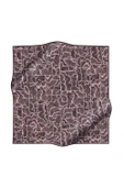 %100 Twill İpek Geometrik Desenli Pudra - Siyah Renkli 90x90 Eşarp Dikim Şekli : El Dikişi thumbnail 2