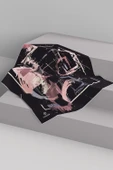 % 57 İPEK % 43 VİSKON Twill İpek Geometrik Desenli Siyah - Pudra Renkli 90x90 Eşarp Dikim Şekli : El Dikişi thumbnail 6