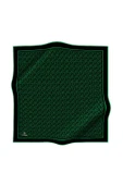 %100 Twill İpek Harf Desenli Siyah - Benetton Yeşili Renkli 90x90 Eşarp Dikim Şekli : El Dikişi thumbnail 2