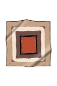 %100 Twill İpek Puantiyeli ve Geometrik Desenli Bej - Taba Renkli 90x90 Eşarp Dikim Şekli : El Dikişi thumbnail 2