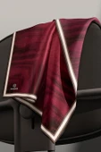 100% Twill İpek Monogram Desenli Bordo Renkli 90x90 Dikim Şekli : El Dikişi Eşarp thumbnail 3