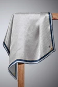 %100 Twill İpek Minik Motif Desenli Krem - Lacivert Renkli 90x90 Eşarp Dikim Şekli : El Dikişi thumbnail 6