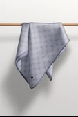 %100 Twill İpek Monogram Desenli Gri Renkli 90x90 Eşarp Dikim Şekli : El Dikişi thumbnail 5