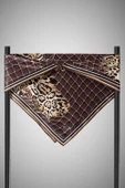 %100 Twill İpek Leopar Desenli Sütlükahverengi Renkli 90x90 Eşarp Dikim Şekli : El Dikişi thumbnail 5