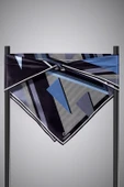 % 57 İPEK % 43 VİSKON Twill İpek Geometrik Desenli İndigo - Siyah Renkli 90x90 Eşarp Dikim Şekli : El Dikişi thumbnail 3