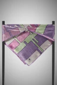 %100 Twill İpek Geometrik Desenli Lila Renkli 90x90 Eşarp Dikim Şekli : El Dikişi thumbnail 3