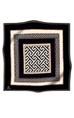 % 57 İPEK % 43 VİSKON Twill İpek Labirent Ve Geometrik Desenli Siyah - Krem Renkli 90x90 Eşarp Dikim Şekli : El Dikişi thumbnail 2