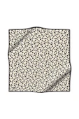 %100 Twill İpek Papatya Desenli Krem - Siyah Renkli 90x90 Eşarp Dikim Şekli : El Dikişi thumbnail 2