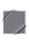 %100 Twill İpek Harf Desenli Gri - Siyah Renkli 90x90 Eşarp Dikim Şekli : El Dikişi thumbnail 2