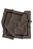 % 57 İPEK % 43 VİSKON Twill İpek Geometrik Desenli Siyah - Gold Renkli 90x90 Eşarp Dikim Şekli : El Dikişi thumbnail 2