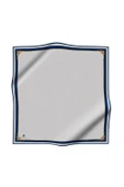 %100 Twill İpek Minik Motif Desenli Krem - Lacivert Renkli 90x90 Eşarp Dikim Şekli : El Dikişi thumbnail 2