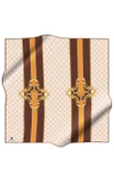 %100 Twill İpek Monogramlı Ve Barok Desenli Kahverengi - Bej Renkli 90x90 Eşarp Dikim Şekli : El Dikişi thumbnail 2
