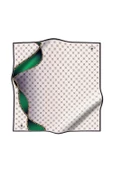%100 Twill İpek Zincirli Ve Monogram Desenli Krem - Zümrüt Yeşili Renkli 90x90 Eşarp Dikim Şekli : El Dikişi thumbnail 2