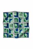%100 Twill İpek Geometri Desenli Saks - Zümrüt Yeşili Renkli 90x90 Eşarp Kenar Dikiş Şekli El Dikişli thumbnail 2