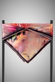 %100 Twill İpek Dumanlı Çiçek Desenli Somon Renkli 90x90 Eşarp Kenar Dikiş Şekli El Dikişli thumbnail 3