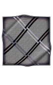 %100 Twill İpek Kazayağı Desenli Gri - Siyah Renkli 90x90 Eşarp Dikim Şekli : El Dikişi thumbnail 2