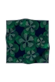 %100 Twill İpek Çizgili Çiçek Desenli Lacivert - Zümrüt Yeşili Renkli 90x90 Eşarp Dikim Şekli : El Dikişi thumbnail 2