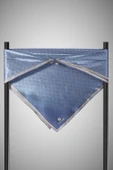 %100 Twill İpek Monogram Desenli İndigo Renkli 90x90 Eşarp Dikim Şekli : El Dikişi thumbnail 6