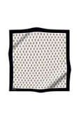 %100 Twill İpek Geometrik Desenli Krem - Siyah Renkli 90x90 Eşarp Dikim Şekli : El Dikişi thumbnail 2