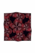 %100 Twill İpek Çizgili Çiçek Desenli Siyah - Bordo Renkli 90x90 Eşarp Dikim Şekli : El Dikişi thumbnail 2