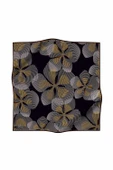 %100 Twill İpek Çizgili Çiçek Desenli Taba - Siyah Renkli 90x90 Eşarp Dikim Şekli : El Dikişi thumbnail 2