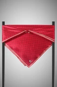 % 57 İPEK % 43 VİSKON Twill İpek Monogram Desenli Kırmızı Renkli 90x90 Eşarp Dikim Şekli : El Dikişi thumbnail 5