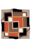 %100 Twill İpek Geometrik Desenli Bej - Taba Renkli 90x90 Eşarp Dikim Şekli : El Dikişi thumbnail 2
