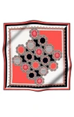 %100 Twill Türk Motifi  Desenli Siyah - Nar Çiçeği Renkli 90x90 Eşarp Dikim Şekli: El Dikişi thumbnail 2